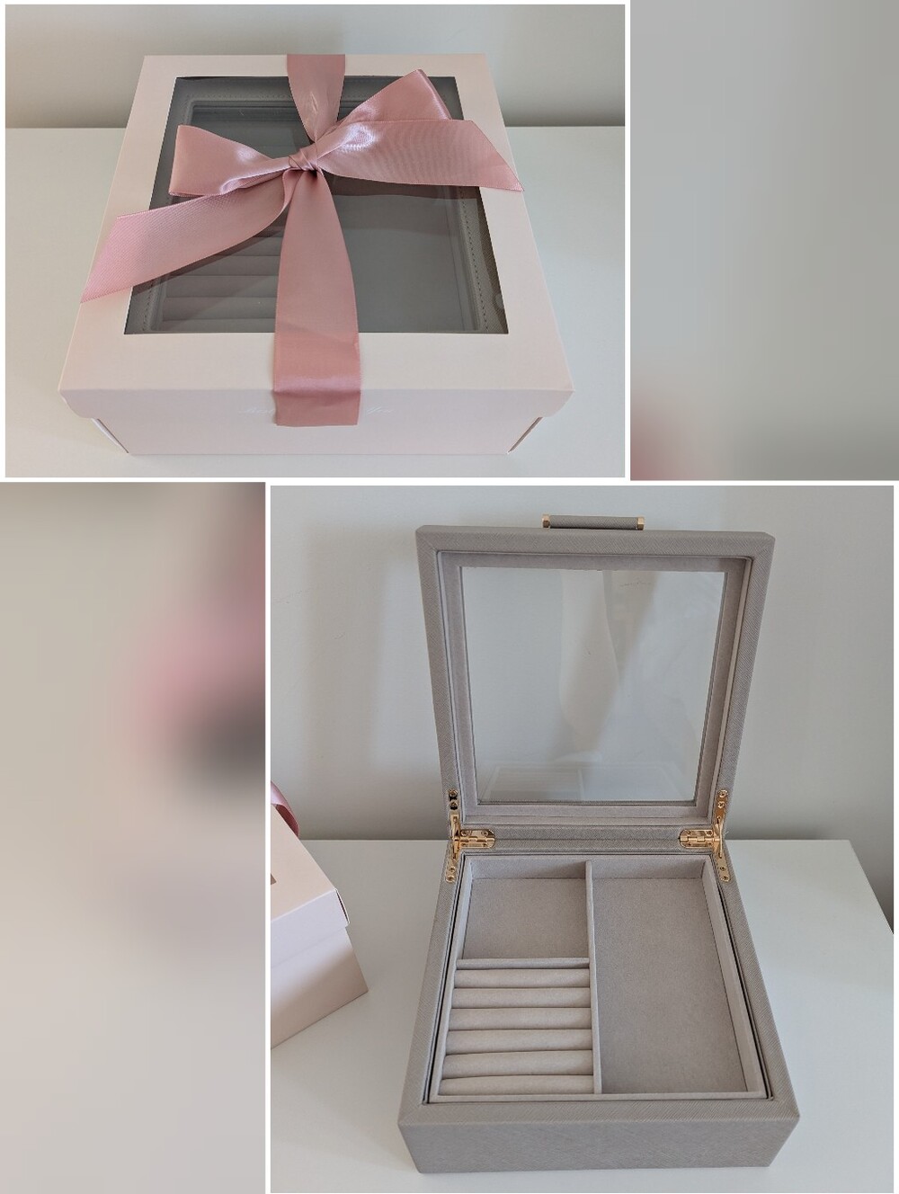 NEW✨Faux Leather & Glass Jewelry Box